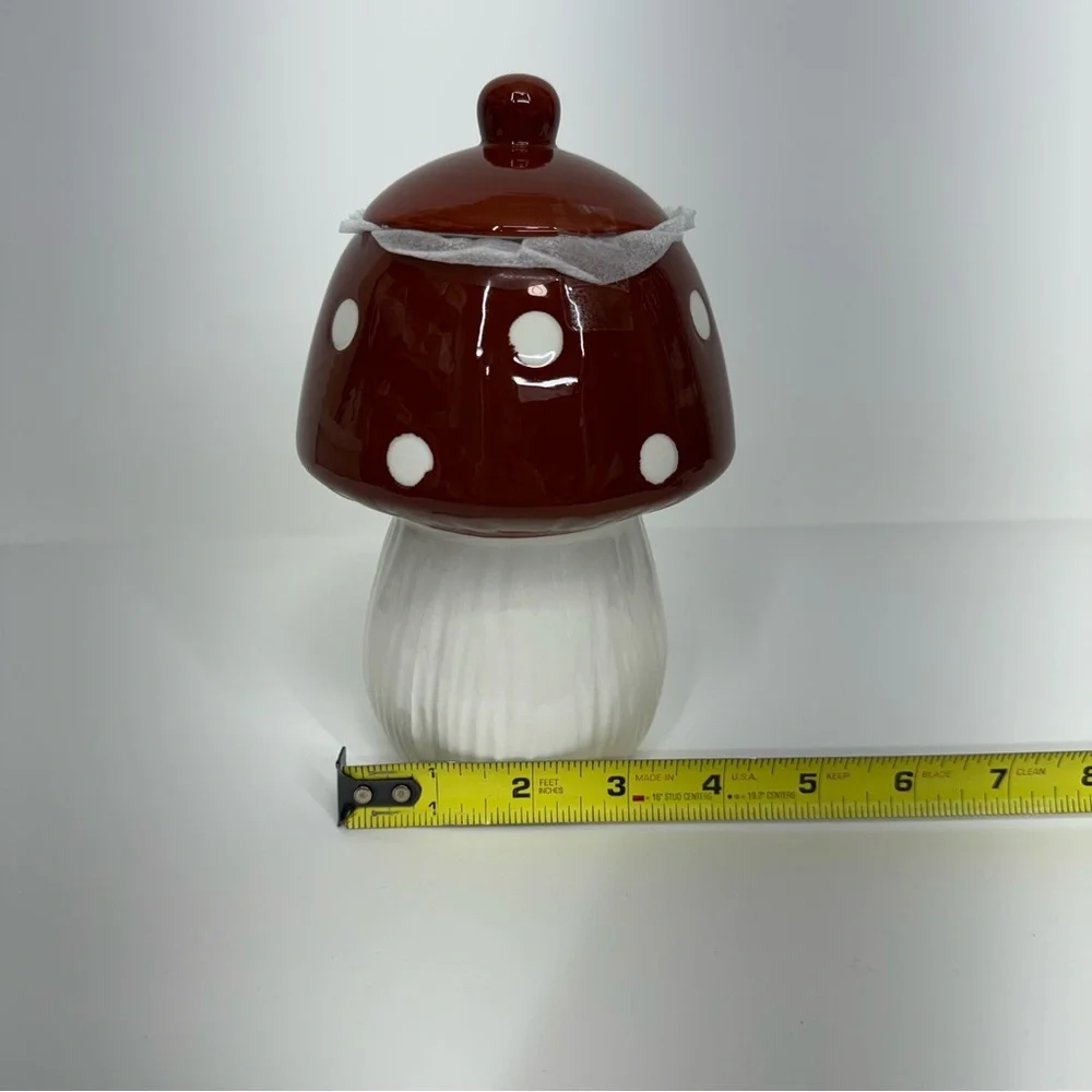 Ceramic Mushroom Canister Reddish Brown & Off White Food Safe New Nwt